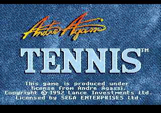 Andre Agassi Tennis title screen for Sega Mega Drive